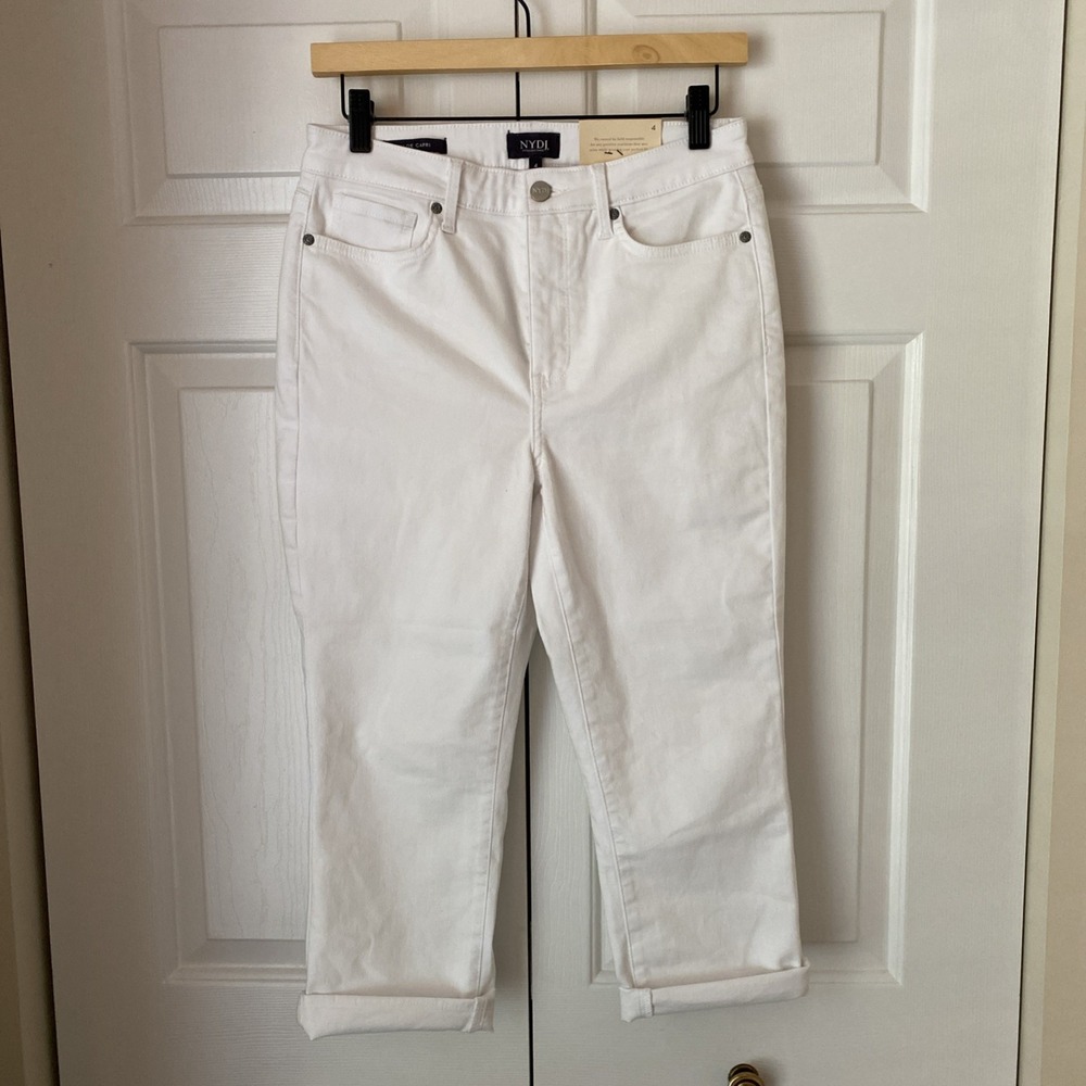 NYDJ‎ Women's Chloe Skinny Capri Jeans in Optic White Size 4 Coastal Neutral